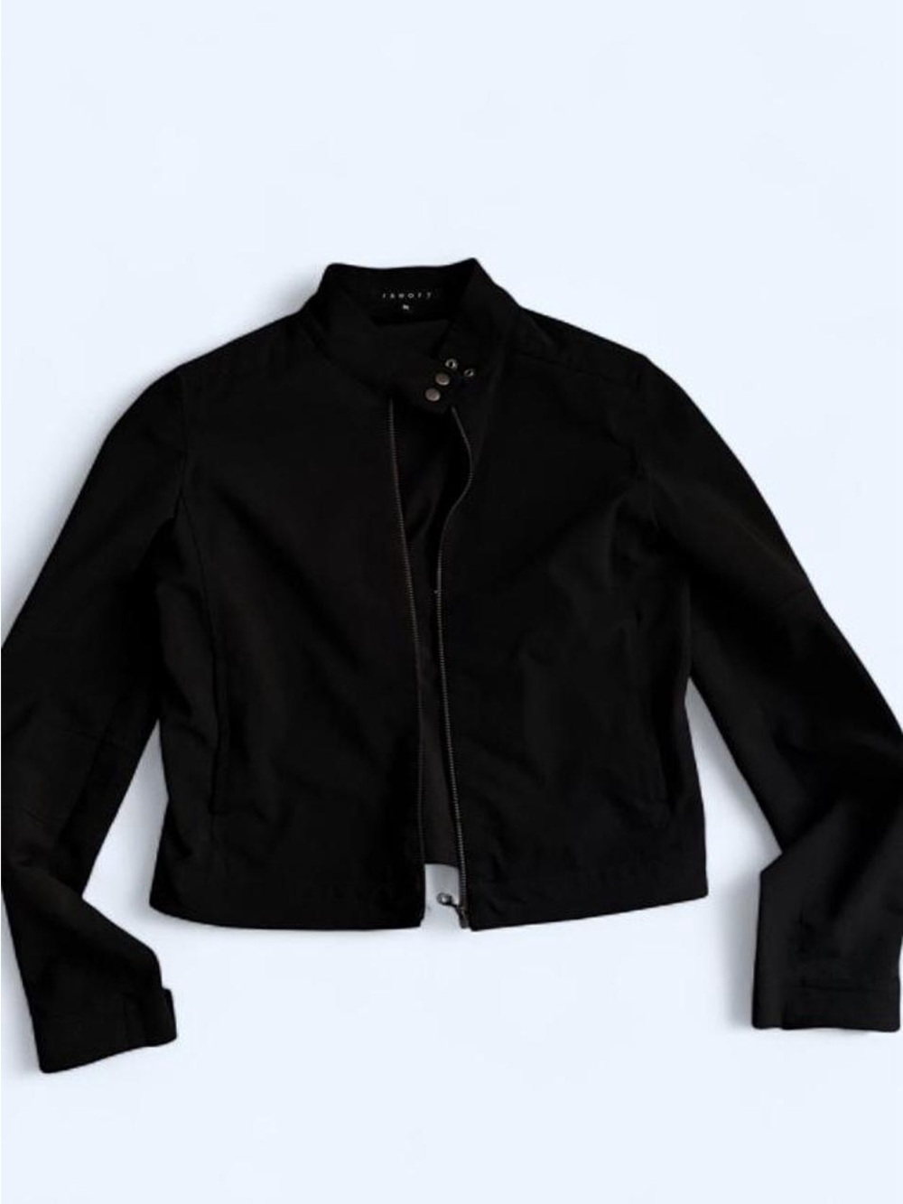 Theory Black Cropped Bomber Jacket